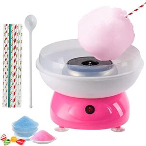 NODEMASH Cotton Candy Machine - 500W Portable with Large Splash-Proof Plate, Efficient Electric Heating Cotton Candy Machine Maker with 10 Marshmallow Sticks & Sugar Scoop for Kids Gift Birthday Party