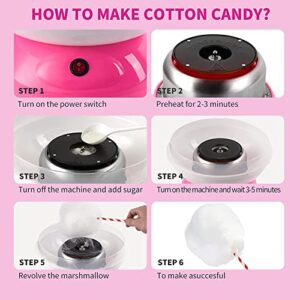 NODEMASH Cotton Candy Machine - 500W Portable with Large Splash-Proof Plate, Efficient Electric Heating Cotton Candy Machine Maker with 10 Marshmallow Sticks & Sugar Scoop for Kids Gift Birthday Party