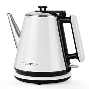 naibsan electric kettle, 100% stainless steel water boiling tea kettle, bpa free hot water kettle electric/pour over coffee kettle