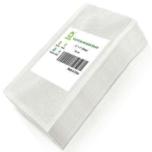 CANLENPK 2.7×4 Inch/7x10cm Mini Vacuum Sealer Bags,Small Precut Food Storage Bag,Seal Meal Snack Fruit Nut,Boil Steam Heat Freeze,Commercial Grade Heavy Duty Sealable Bags(100PCS) (2.7×4 Inch, Transparent)