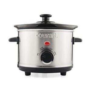 courant mini slow cooker crock, with easy options 1.6 quart dishwasher safe pot, stainless steel