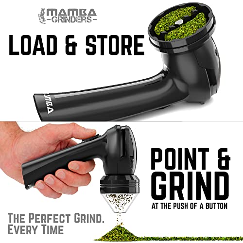 Mamba V2-55 Electric Herb Grinder, USB Rechargeable Automatic Grinder Fast Mill with Aluminum Alloy Head, includes Herb and Spices Holding System (Black)