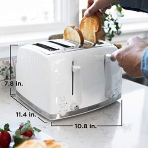 BLACK+DECKER Honeycomb Collection 4-Slice Toaster with Premium Textured Finish, TR1450WD, White