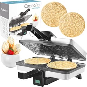 CucinaPro Krumkake Baker By Cucina Pro - 100% Non Stick, Makes Two Krumkake Pizzelle-Like Cookies, Great for Cannoli Filling & Cones