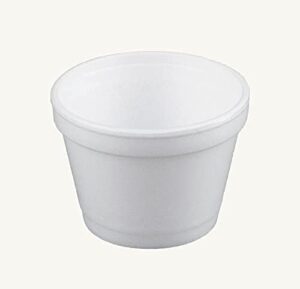 mr miracle 4 ounce foam cup with vented lid in white. hot and cold foods. for ice cream, yogurt, soup, sauce, takeout, carryout. model mm-4j6/6jl-100