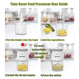 Food Processor - Cordless Mini Food Chopper Electric 200-Watt Small Food Processor & Vegetable Chopper 2.5 Cup 20 Oz Glass Bowl with Scraper for Blending, Mincing and Meal Preparation