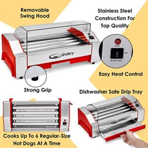 The Candery Hot Dog Roller - Sausage Grill Cooker Machine - 6 Hot Dog Capacity - Household Hot Dog Machine for Children and Adults