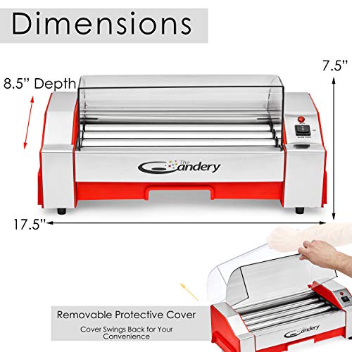 The Candery Hot Dog Roller - Sausage Grill Cooker Machine - 6 Hot Dog Capacity - Household Hot Dog Machine for Children and Adults