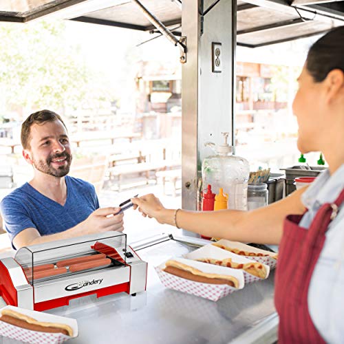 The Candery Hot Dog Roller - Sausage Grill Cooker Machine - 6 Hot Dog Capacity - Household Hot Dog Machine for Children and Adults