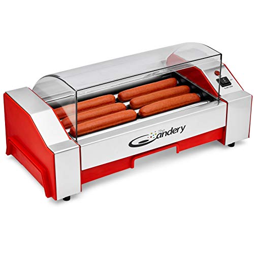 The Candery Hot Dog Roller - Sausage Grill Cooker Machine - 6 Hot Dog Capacity - Household Hot Dog Machine for Children and Adults