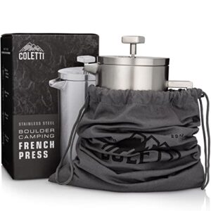 COLETTI Boulder Camping French Press (An American Press) - Large Insulated French Press Coffee Maker – 10 CUP