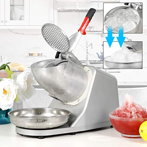 ZENY Ice Shaver Machine Electric Snow Cone Maker Stainless Steel Shaved Ice Machine 145lbs Per Hour