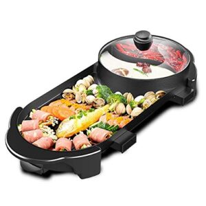 seaan hot pot with grill, hotpot pot electric grill indoor shabu shabu pot korean bbq grill smokeless, separate dual temperature contral, capacity for 2-12 people, 110v