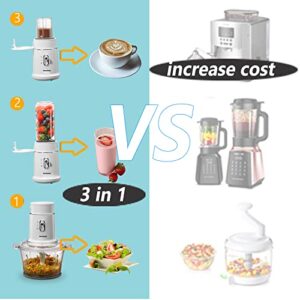 Homeleader Electric Food Chopper - Blender and Food Processor Combo, 3 in 1 Food Grinder Electric for Meat, Vegetables, Fruits, Coffee, 8 Cup Glass Bowl with 2 Speeds and 4 Stainless Steel Blades, Coffee Grinder, Meat Chopper