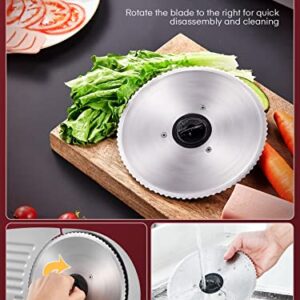 FOHERE 200W Meat Slicer for Home Use, Electric Food Slicer with Two 7.5" Sharp Stainless Steel Blade(Serrated + Smooth) & 0-15mm Precise Thickness Cut Deli Food, Meat, Bread, Fruit, Vegetable, Silver