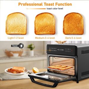 10-in-1 Air Fryer Oven, 20QT Toaster Oven Air Fryer Combo, Digital LCD Touch Screen, 6-Slice Toast, Air Fry, Roast, Bake, Dehydrates, Reheat, Oil-Free Black Stainless Steel with 7 Accessories