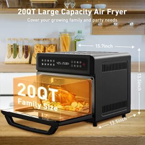 10-in-1 Air Fryer Oven, 20QT Toaster Oven Air Fryer Combo, Digital LCD Touch Screen, 6-Slice Toast, Air Fry, Roast, Bake, Dehydrates, Reheat, Oil-Free Black Stainless Steel with 7 Accessories