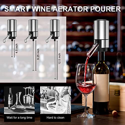 Wine Gift-Rocyis Wine Opener Set-Electric Wine Aerator Pourer-Wine Dispenser Battery Operated, Rechargeable Wine Bottle Opener with Foil Cutter, Vacuum Stoppers-Gift for Wine Lovers, Women