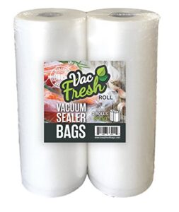vac fresh food vacuum sealer rolls (8″ x 50′, 2 rolls), 3.5mil embossed food storage bags, vacuum seal bags for meal prep, sous vide bags for cooking (100 feet)