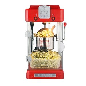 pop pup countertop popcorn machine – tabletop popper makes 1 gallon – 2.5-ounce kettle, catch tray warming light & scoop by great northern popcorn, red (466014mrc)
