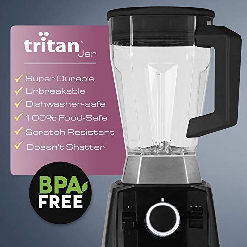 Professional Heavy Duty Power Blender. 1400-WATT motor. 64 oz BPA Free Tritan Jar. 33,000 RPM. Ideal for Making Smoothies, Almond Milk, Crushing Ice. Makes & Heats Soup. 10 Variable Speeds