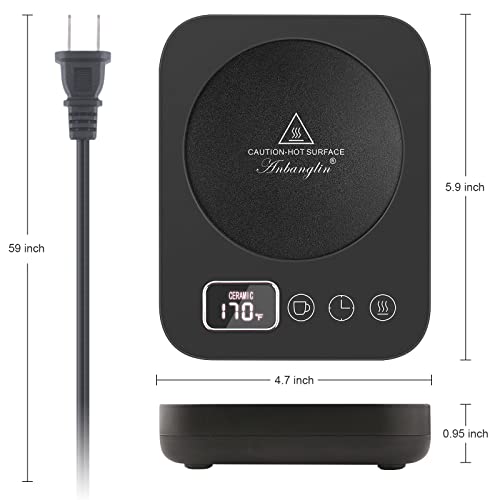 Mug Warmer, ANBANGLIN Coffee Warmer for Desk with Gravity Sensor, Coffee Mug Warmer with 2/4/6/8/10/12H Auto Shut Off, Coffee Cup Warmer with 3 Temp Settings, LED Display, A Cup Lid Included