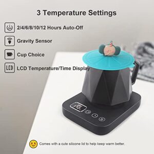 Mug Warmer, ANBANGLIN Coffee Warmer for Desk with Gravity Sensor, Coffee Mug Warmer with 2/4/6/8/10/12H Auto Shut Off, Coffee Cup Warmer with 3 Temp Settings, LED Display, A Cup Lid Included