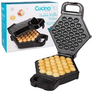 bubble waffle maker – electric non stick hong kong egg waffler iron griddle w/ ready indicator light – ready in under 5 minutes- free recipe guide included, make delicious waffle ice cream cones, gift