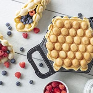 Bubble Waffle Maker - Electric Non stick Hong Kong Egg Waffler Iron Griddle w/ Ready Indicator Light - Ready in under 5 Minutes- Free Recipe Guide Included, Make Delicious Waffle Ice Cream Cones, Gift