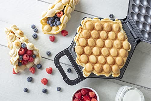 Bubble Waffle Maker - Electric Non stick Hong Kong Egg Waffler Iron Griddle w/ Ready Indicator Light - Ready in under 5 Minutes- Free Recipe Guide Included, Make Delicious Waffle Ice Cream Cones, Gift