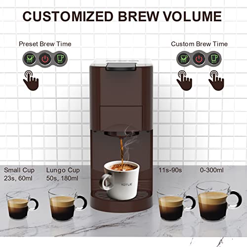 KOTLIE 【Updated】 Single Serve Coffee Maker, 3in1 Espresso Machine for Nespresso Original/K-Cup/Ground Coffee Brewer, 2oz to 10oz Cup, 28oz Removable Water Tank, 19 Bar, 1450W