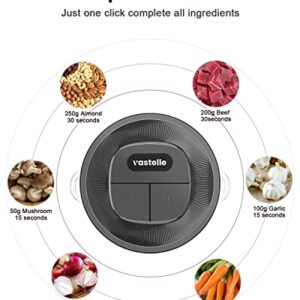 Food Processor, VASTELLE Electric Food Chopper for Meat, Vegetables, Fruits and Nuts, 8 Cup Glass Bowl Food Grinder with 2 Speed, Grey