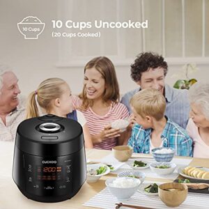 CUCKOO CRP-PK1001S | 10-Cup (Uncooked) Pressure Rice Cooker | 12 Menu Options: Quinoa, Scorched Rice, GABA/Brown Rice, Multi-Grain & More, Voice Guide, Made in Korea | Black