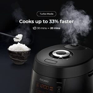 CUCKOO CRP-PK1001S | 10-Cup (Uncooked) Pressure Rice Cooker | 12 Menu Options: Quinoa, Scorched Rice, GABA/Brown Rice, Multi-Grain & More, Voice Guide, Made in Korea | Black