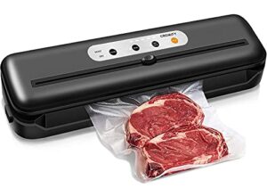 cromify vacuum sealer machine, automatic food saver one-touch safe operation 80kpa strong power, dry moist modes, kit of rolls&hose&replaceable bags