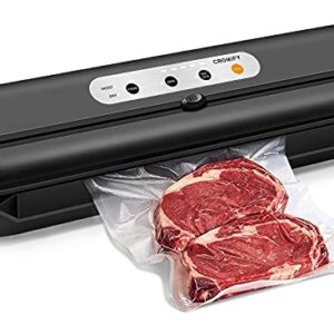 Cromify Vacuum Sealer Machine, Automatic Food Saver One-Touch Safe Operation 80kPa Strong Power, Dry Moist Modes, Kit of Rolls&Hose&Replaceable Bags