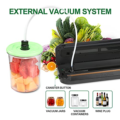 Cromify Vacuum Sealer Machine, Automatic Food Saver One-Touch Safe Operation 80kPa Strong Power, Dry Moist Modes, Kit of Rolls&Hose&Replaceable Bags