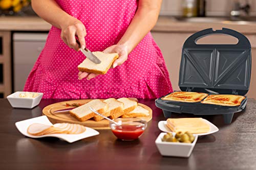 Elite Gourmet ESM2207# Sandwich Panini Maker Grilled Cheese Machine Tuna Melt Omelets, Non-stick Surface, 2 Slice, Black