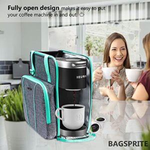 BAGSPRITE Coffee Maker Travel Bag Compatible with Keurig K-Mini or K-Mini Plus, Single Serve Coffee Brewer Carrying Case with Multiple Pockets for K-Cup Pods, Storage Bag With Shoulder Strap