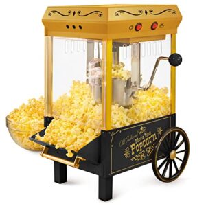 nostalgia vintage table-top popcorn maker, 10 cups, hot air popcorn machine with measuring cap, oil free, black