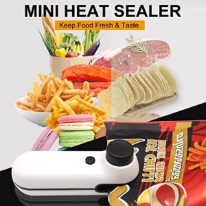 HSLGOVE Bag Sealer, Mini Bag Sealer Rechargeable, Upgraded 2 in 1 Vacuum Bag Sealer and Cutter with Soft Magnetic/ Security Lock Portable Chip Bag Sealer for Plastic Bags, Food Snacks Freshness