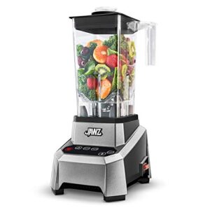 jawz high performance blender, 64 oz professional grade countertop blender, juicer, smoothie or nut butter maker, precision smart touch variable speed, stainless steel blades, silver