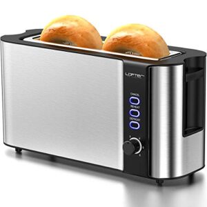 Long Slot Toaster, 2 Slice Toaster Best Rated Prime with Warming Rack, 1.7'' Extra Wide Slots Stainless Steel Toasters, 6 Bread Shade Settings, Defrost/Reheat/Cancel, Removable Crumb Tray, 1000W