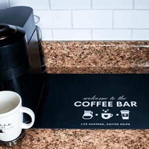 Coffee Mat, Coffee Bar Mat for Coffee Bar Countertop , Coffee Pot Mat for Countertop & Coffee Spills, Coffee Mat for Coffee Station Organizer, Coffee Maker Mat Black Coffee Mat