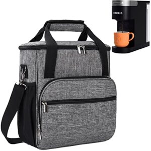 coffee maker carring bag for keurig k-mini or k-mini plus, storage mini tote case for travel, grey