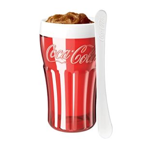 zoku coca-cola float & slushy maker, retro make and serve cup with freezer core creates single-serving smoothies, slushies and milkshakes in minutes, bpa-free