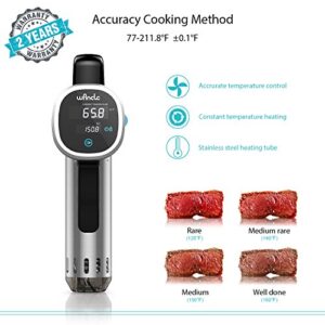 Sous Vide Cooker, Wancle Thermal Immersion Circulator, with Recipe E-Cookbook, Accurate Temperature Digital Timer, Ultra-quiet, 850 Watts, 120V, Stainless Steel/Black