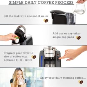 Mixpresso - Single Serve K-Cup Coffee Maker | With 4 Brew Sizes for 1.0 & 2.0 K-Cup Pods | Removable 45oz Water Tank | Quick Brewing with Auto Shut-Off | Rapid Brew Technology (Dark/Gray)