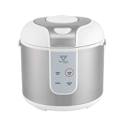 Buffalo Classic Rice Cooker with Clad Stainless Steel Inner Pot (5 cups) - Electric Rice Cooker for White/Brown Rice, Grain - Easy-to-clean, Non-Toxic & Non-Stick, Auto Warmer