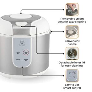 Buffalo Classic Rice Cooker with Clad Stainless Steel Inner Pot (5 cups) - Electric Rice Cooker for White/Brown Rice, Grain - Easy-to-clean, Non-Toxic & Non-Stick, Auto Warmer